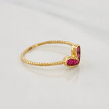 Anillo Corazon Rubíes 0.27pts 1.1g / T6 Oro Amarillo 18K