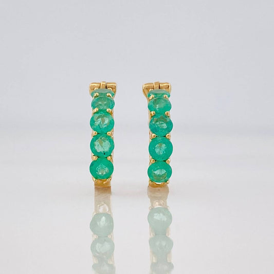 Candongas Omega Esmeraldas 0.97pts 2.5g / 1.05cm Oro Amarillo 18K