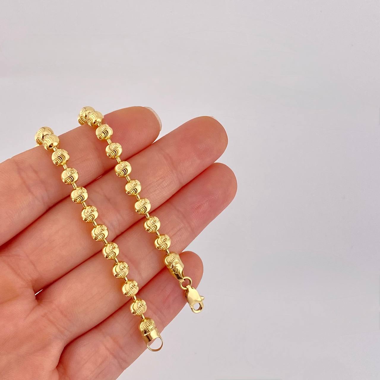 Cadena Militar Media Luna Diamantada 21.25g / 45cm / 4.9mm Oro Amarillo 18K