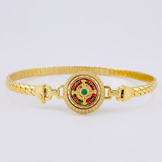 Pulso Ruleta Móvil Esmeralda 12pts 12.75g / 20.8cm / 4.4mm Oro Amarillo 18K