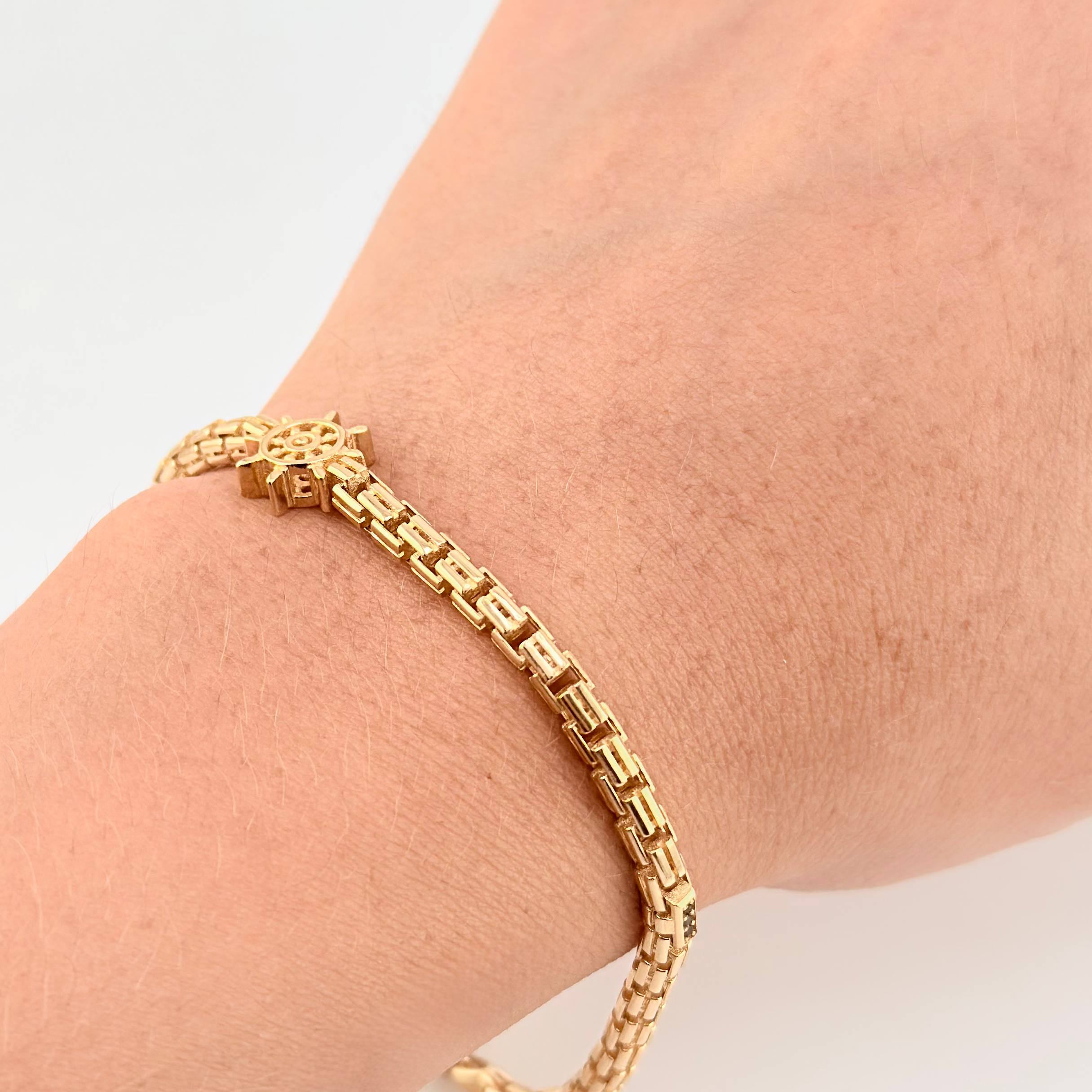 Pulso Timón 12.6g / 21.4cm / 3.9mm Oro Amarillo 18K