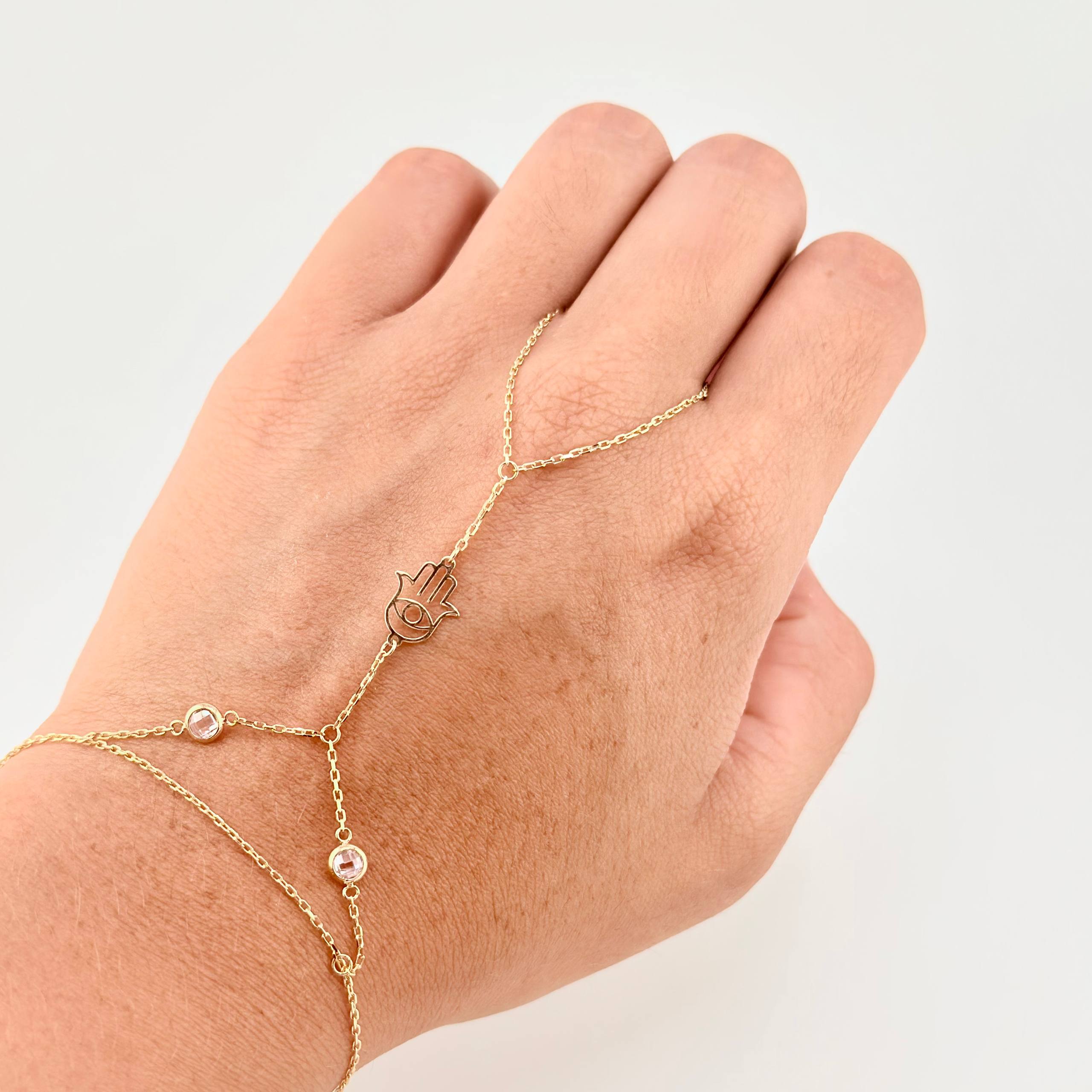 Pulso Arabe Mano Hamsa 1.95g / 20cm / 1mm Oro Amarillo 18K
