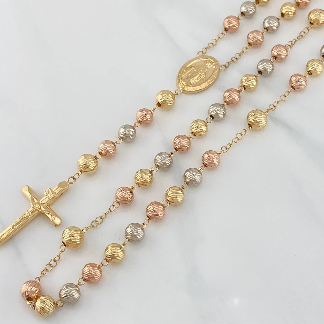 Rosario Virgen Milagrosa 16.65 g / 44.5 cm / 7mm-8 mm Tres Oros 18K
