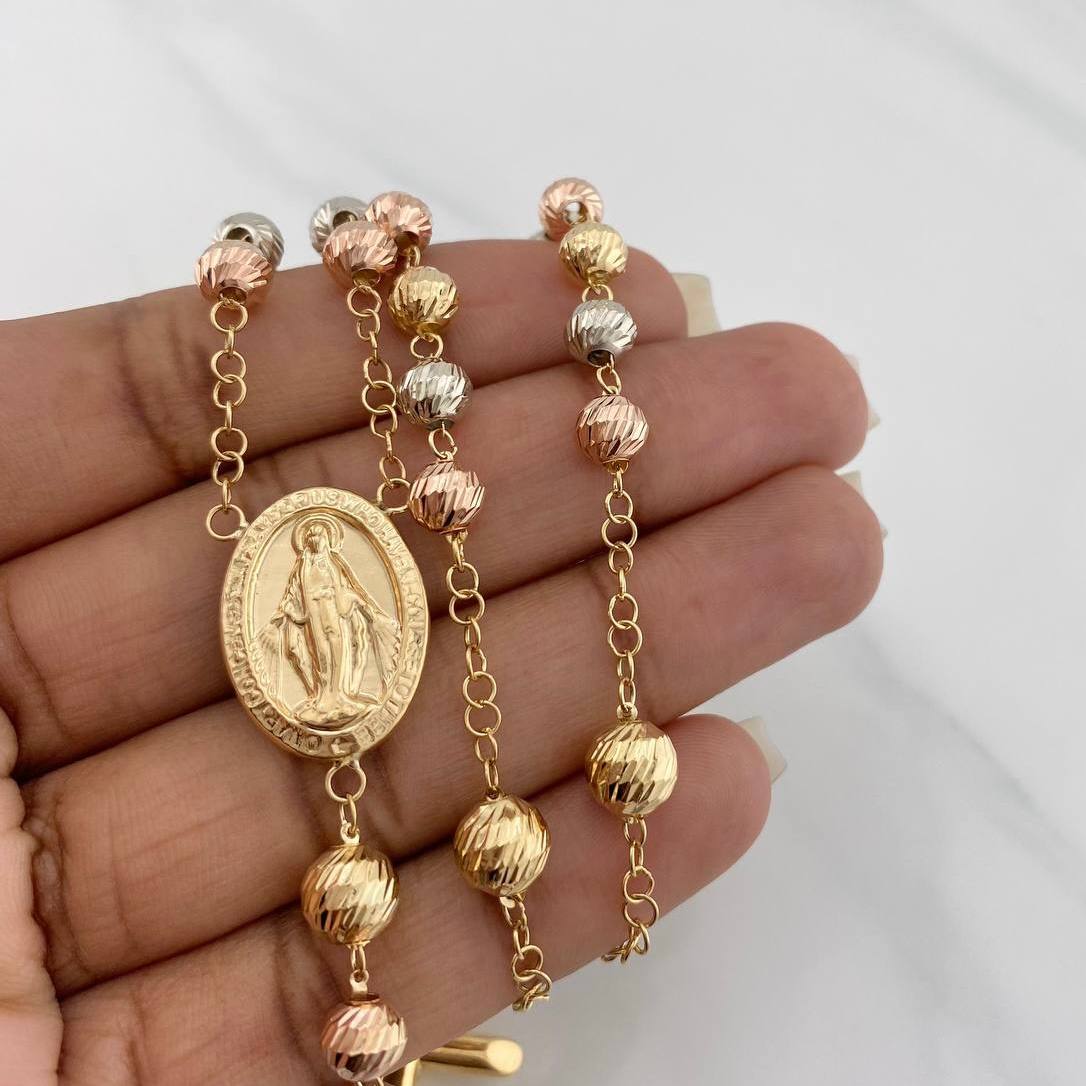 Rosario Virgen Milagrosa 13.9 g / 41.5 cm / 7mm-6 mm Tres Oros 18K
