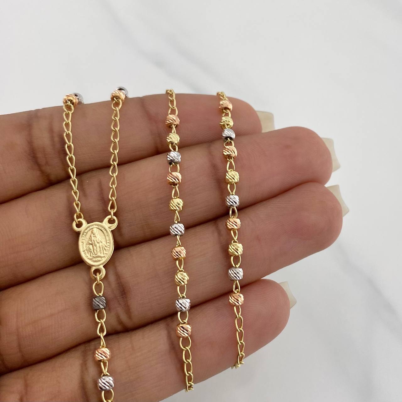 Rosario Virgen Milagrosa 6 g / 53 cm / 3 mm Tres Oros 18K