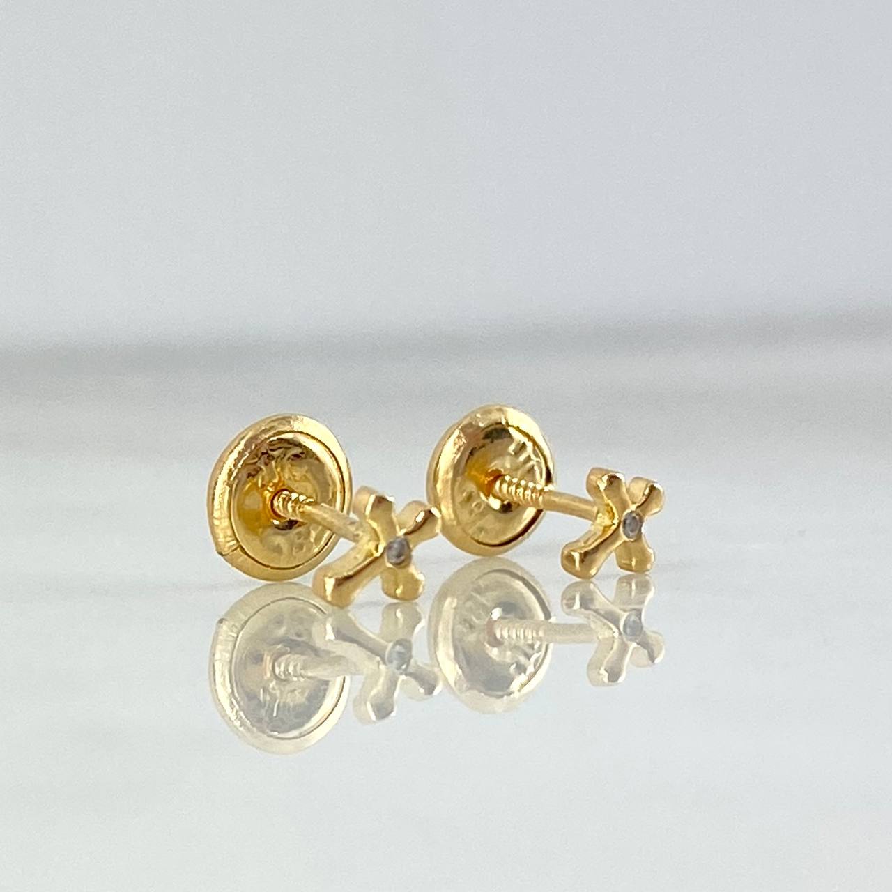 Topos Mini Cruz 0.6gr / 0.5cm / Circon Blanco Oro Amarillo ©