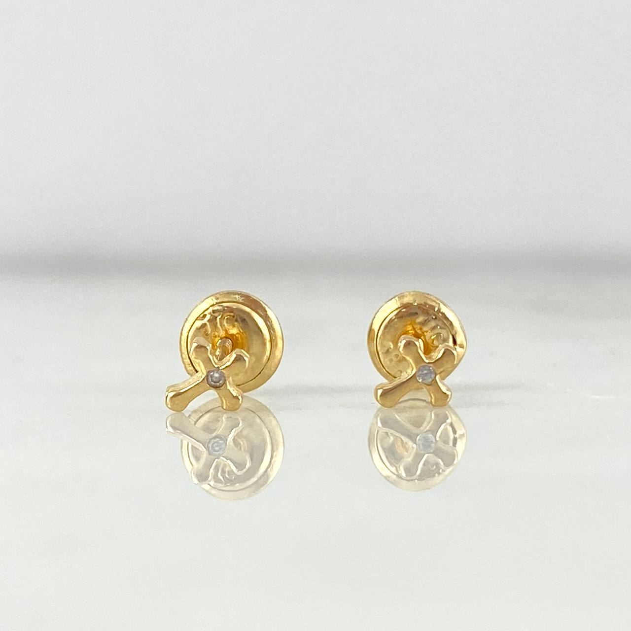 Topos Mini Cruz 0.65gr / 0.5cm / Circon Blanco Oro Amarillo ©
