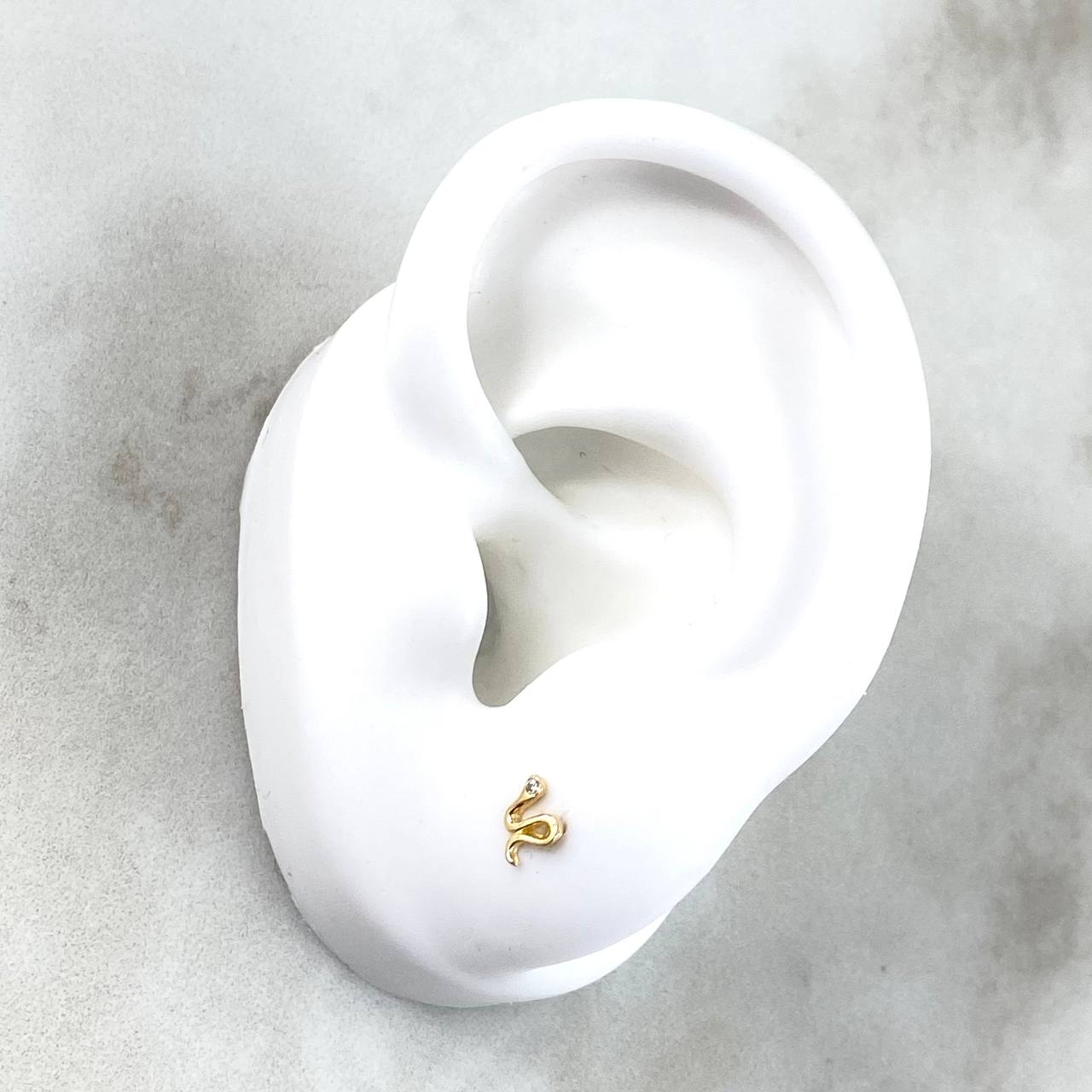 Topos Serpiente 0.75gr / 1cm / Circon Blanco Oro Amarillo 18K