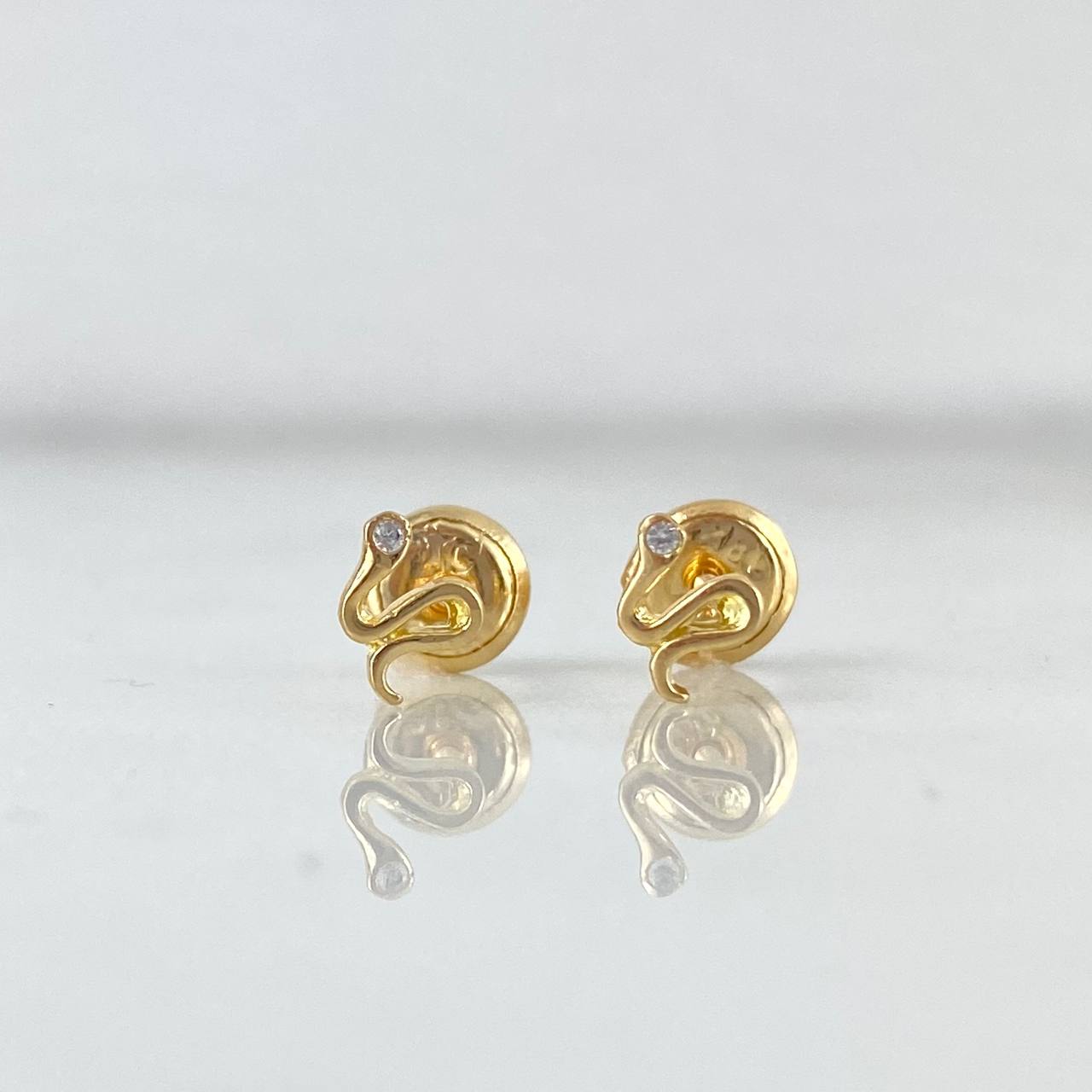 Topos Serpiente 0.75gr / 1cm / Circon Blanco Oro Amarillo 18K