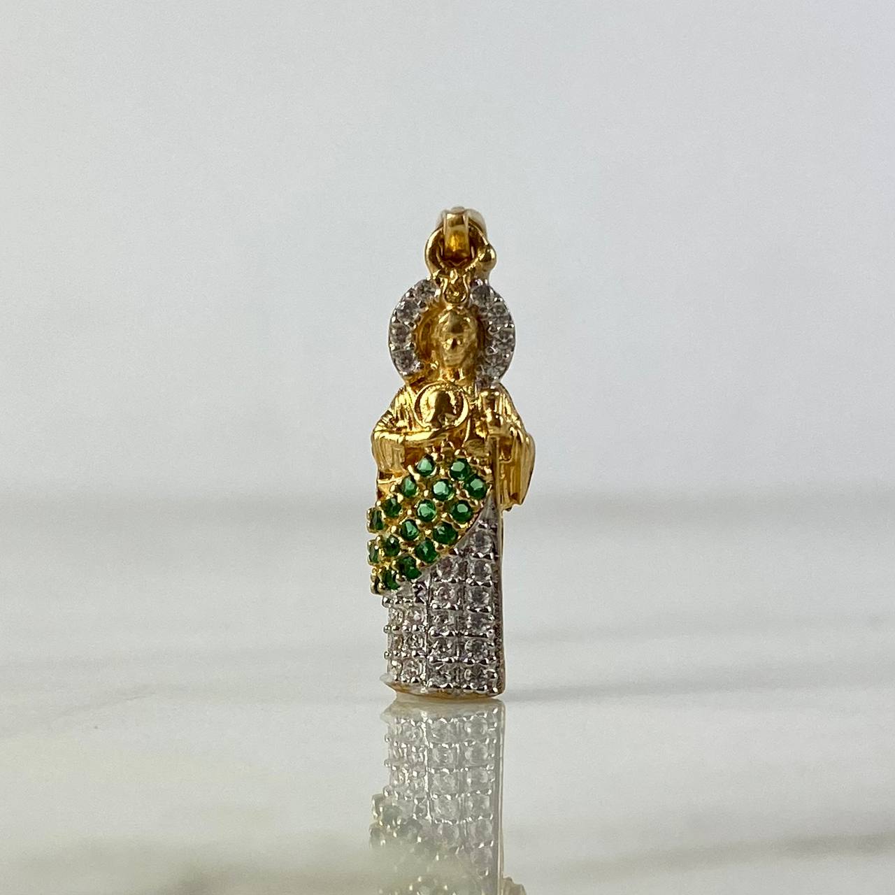 Dije San Judas Tadeo 1.95gr / 2.7cm / Circones Blancos Verdes Dos Oros Amarillo Blanco