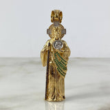 Dije San Judas Tadeo 19gr / 7.4cm / Circones Blancos Verdes Cafes Tres Oros