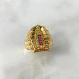 Anillo Virgen de Guadalupe 9.45gr / T7 1/2 / Circones Blancos Fucsias Verdes Oro Amarillo