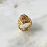 Anillo Virgen de Guadalupe 9.45gr / T7 1/2 / Circones Blancos Fucsias Verdes Oro Amarillo