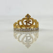 Anillo Corona 15s 3.35gr / T5 1/2 / Circones Blancos Dos Oros Amarillo Blanco