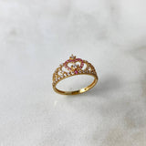 Anillo Corona Corazon 15s 2.15gr / T6 3/4 / Circones Blancos Rosas Oro Amarillo