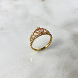 Anillo Corona Corazon 15s 2.15gr / T6 3/4 / Circones Blancos Rosas Oro Amarillo