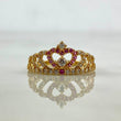 Anillo Corona Corazon 15s 2.15gr / T6 3/4 / Circones Blancos Rosas Oro Amarillo
