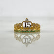 Anillo Corona Pavo Real 15s 2.3gr / T6 3/4 / Circones Blancos Verdes Dos Oros Amarillo Blanco