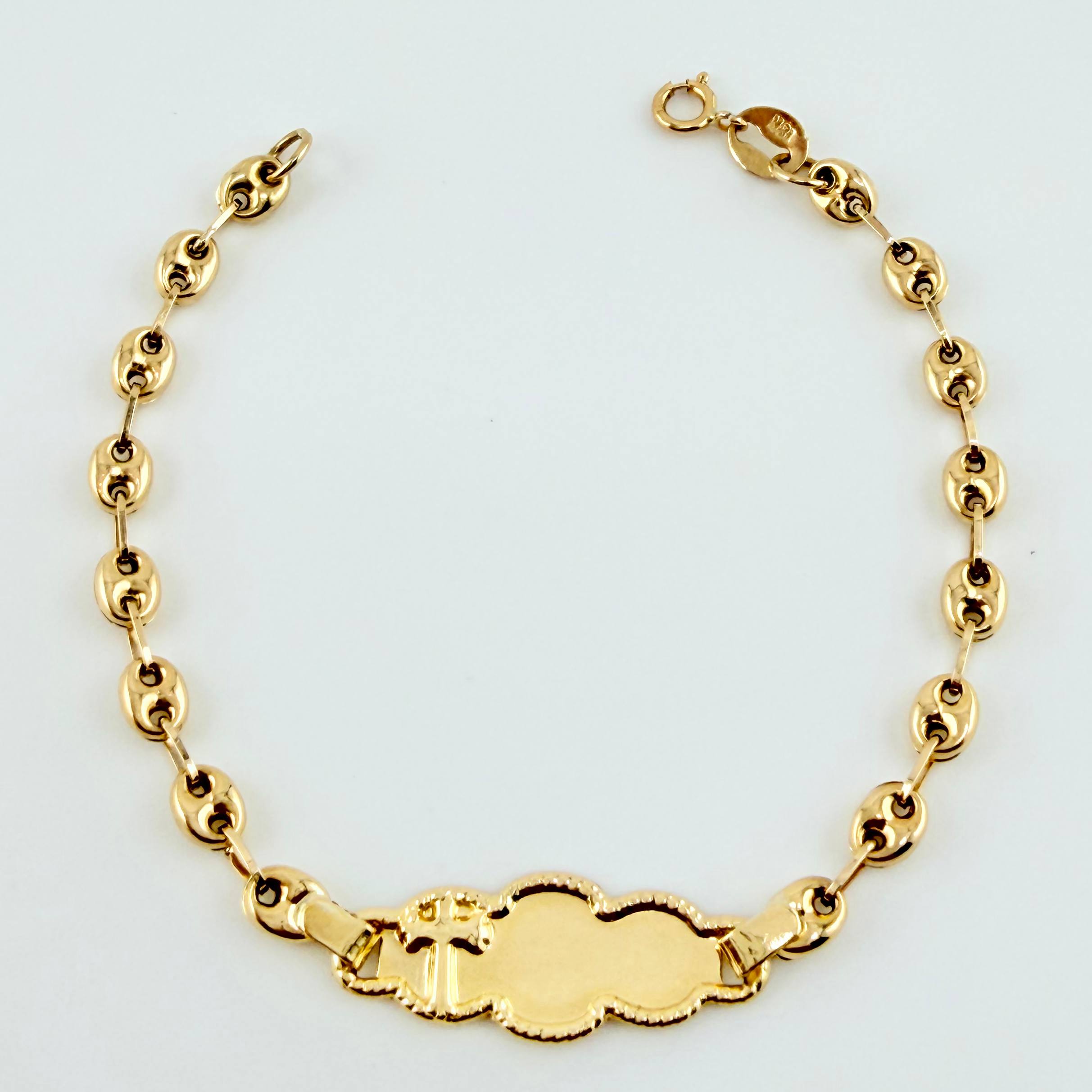 Pulso Bebé Placa GC 1.95gr / 14cm-3.5mm Oro Amarillo 18K