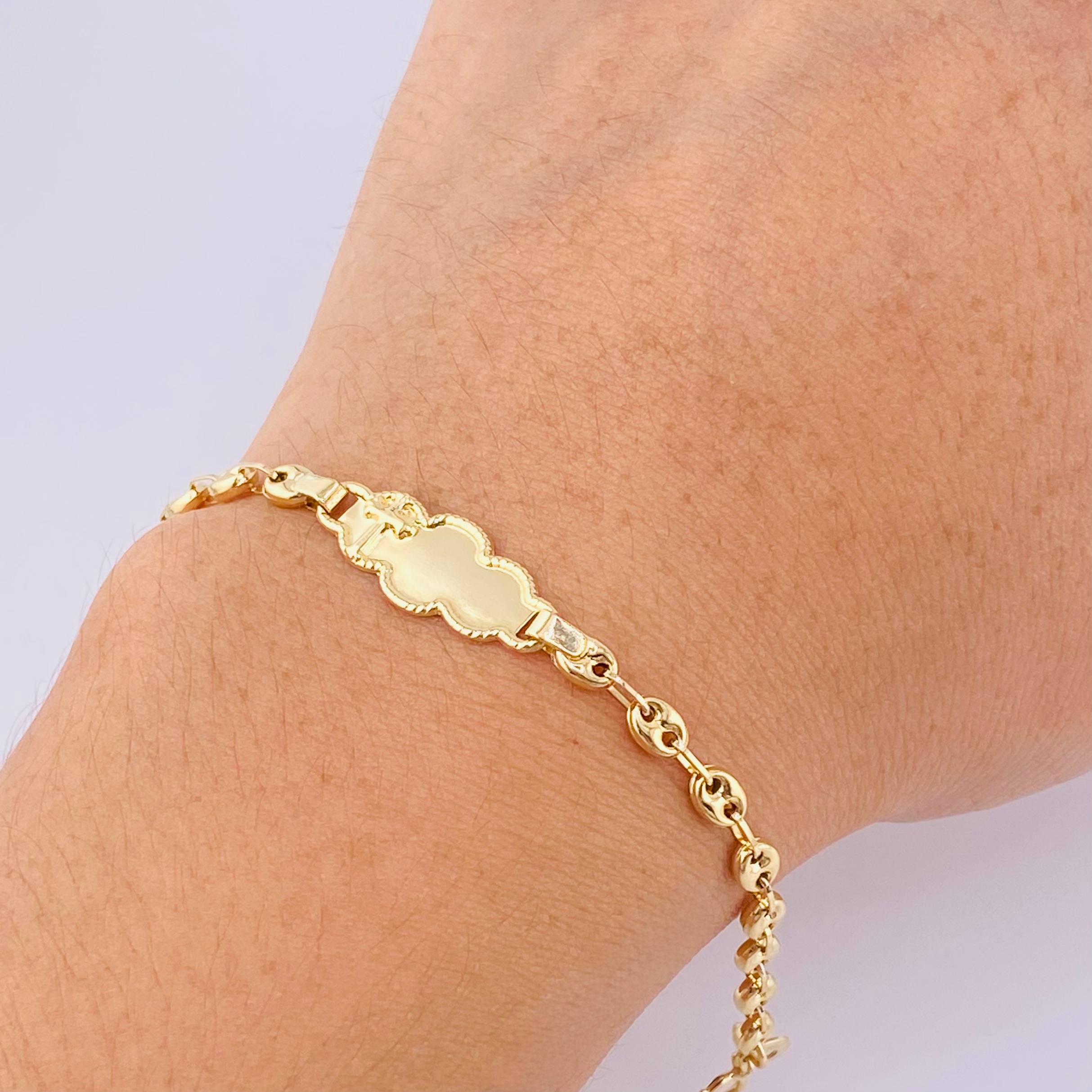 Pulso Bebé Placa GC 1.75gr / 14.5cm-3.5mm Oro Amarillo 18K