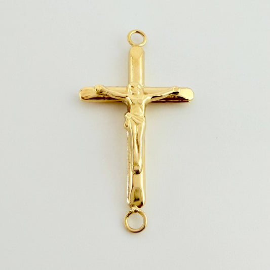 Herraje Cruz Cristo Puntas Planas 0.5gr / 2.5cm / Oro Amarillo 18K