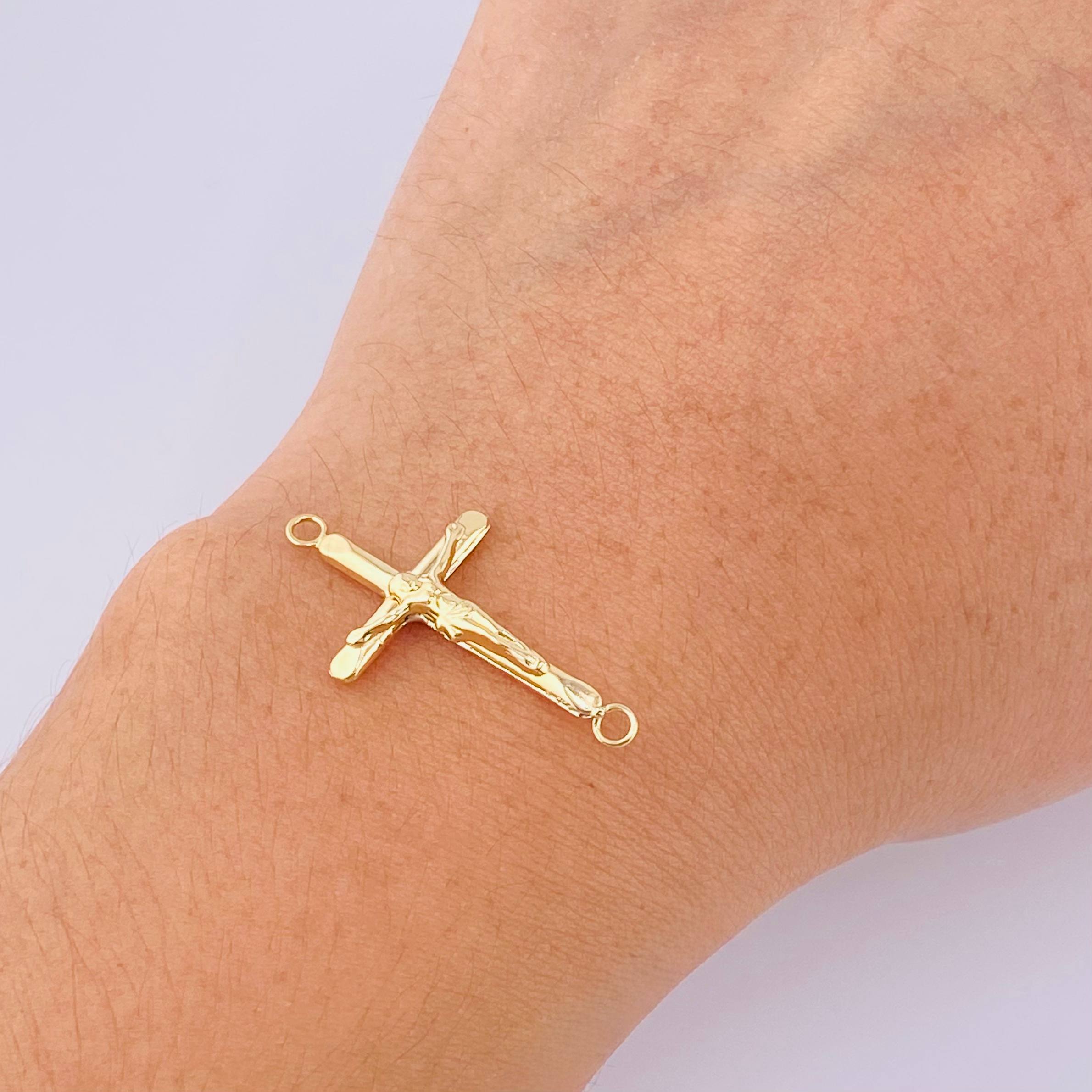 Herraje Cruz Cristo Puntas Planas 0.8gr / 3cm / Oro Amarillo 18K