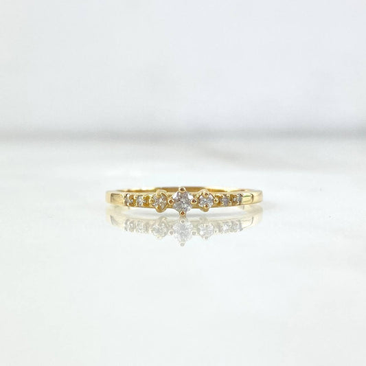 Anillo Solitario Trio 1.65gr / T7 / Diamantes Blancos 14pts Oro Amarillo (Joya) ©