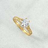 Anillo Solitario Churumbela 2gr / T6 / Circones Blancos Oro Amarillo