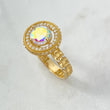 Anillo Solitario Halo Circulo 3.7gr / T9 / Circones Blancos Oro Amarillo