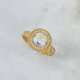 Anillo Solitario Halo Circulo 3.7gr / T9 / Circones Blancos Oro Amarillo