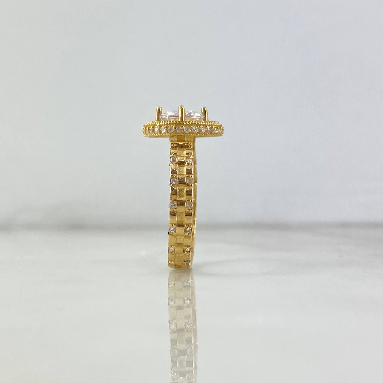 Anillo Solitario Halo Circulo 3.7gr / T9 / Circones Blancos Oro Amarillo