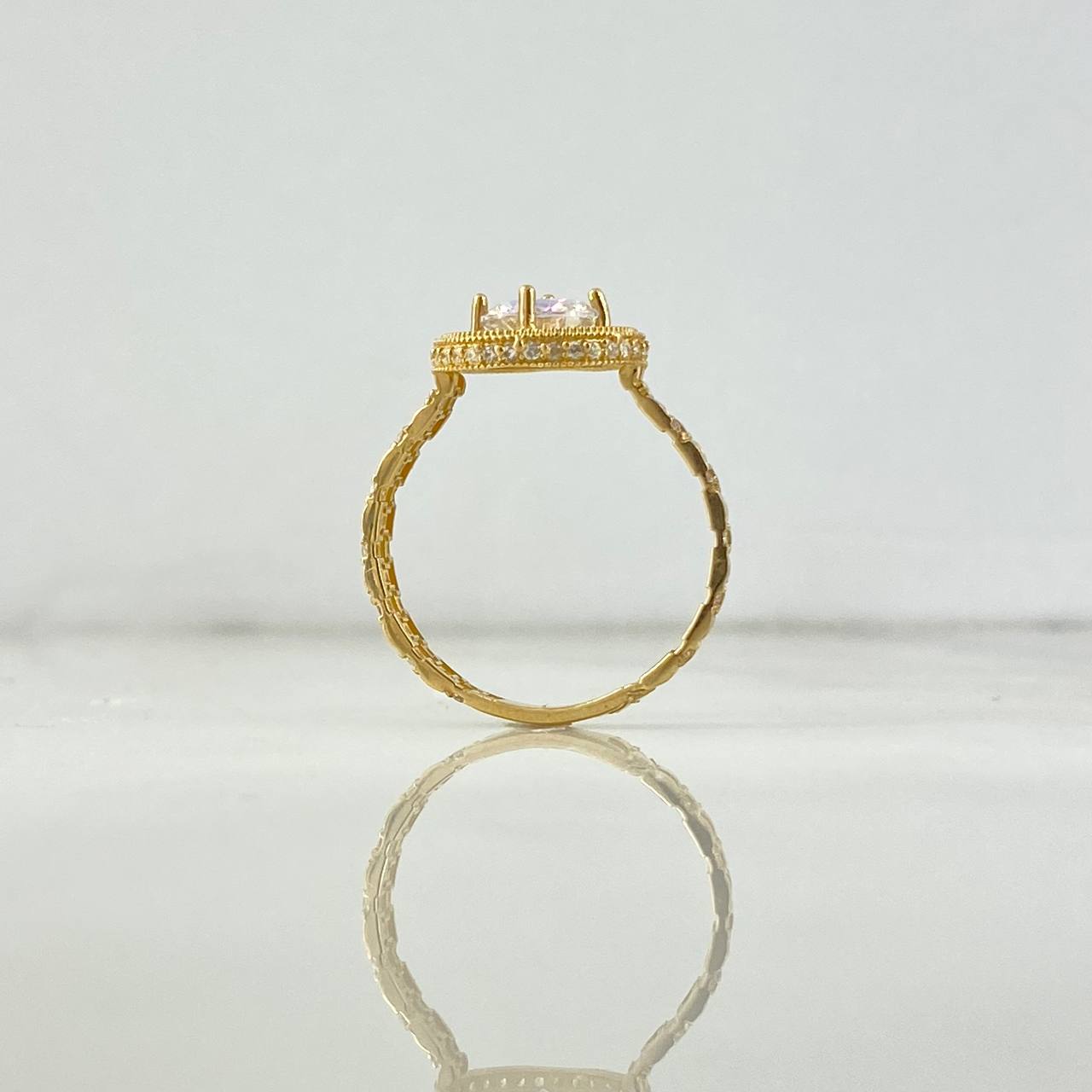 Anillo Solitario Halo Circulo 3.7gr / T9 / Circones Blancos Oro Amarillo