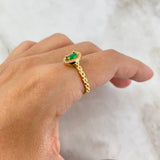 Anillo Solitario Halo Ovalado 2.65gr / T8 1/2 / Circones Blancos Verde Oro Amarillo