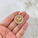 Dije Corazon Rustico 7.15gr / 3.3cm / Circones Blancos Oro Amarillo