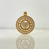 Dije Corazon Rustico 7.15gr / 3.3cm / Circones Blancos Oro Amarillo
