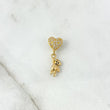 Dije Oso Globo Corazon 1.2gr / 2cm / Circones Blancos Oro Amarillo