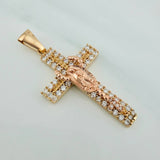 Dije Cruz Rosario Virgen Guadalupe 5.9gr / 4.5cm / Dos Oros Amarillo Rosa 18K $