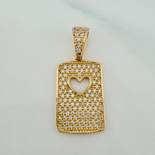 Dije Placa Corazon 3.2gr / 3.1cm / Oro Amarillo 18K %