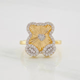 Anillo Oso Diamantado 3.55g / T6 3/4 Dos Oros Amarillo Blanco 18K