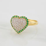 Anillo Corazón Tupido 2.6g / T6 3/4 Dos Oros Amarillo Blanco 18K