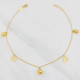 Tobillera Aro Seguido Figuras 2.45g / 24.7cm / 1.04mm Oro Amarillo 18K
