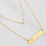 Cadena Aro Seguido Placa Corazón 2.4g / 45cm / 0.86mm Dos Oros Amarillo Blanco 18K