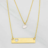 Cadena Aro Seguido Placa Corazón 2.4g / 45cm / 0.86mm Dos Oros Amarillo Blanco 18K