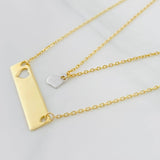 Cadena Aro Seguido Placa Corazón 2.4g / 45cm / 0.86mm Dos Oros Amarillo Blanco 18K