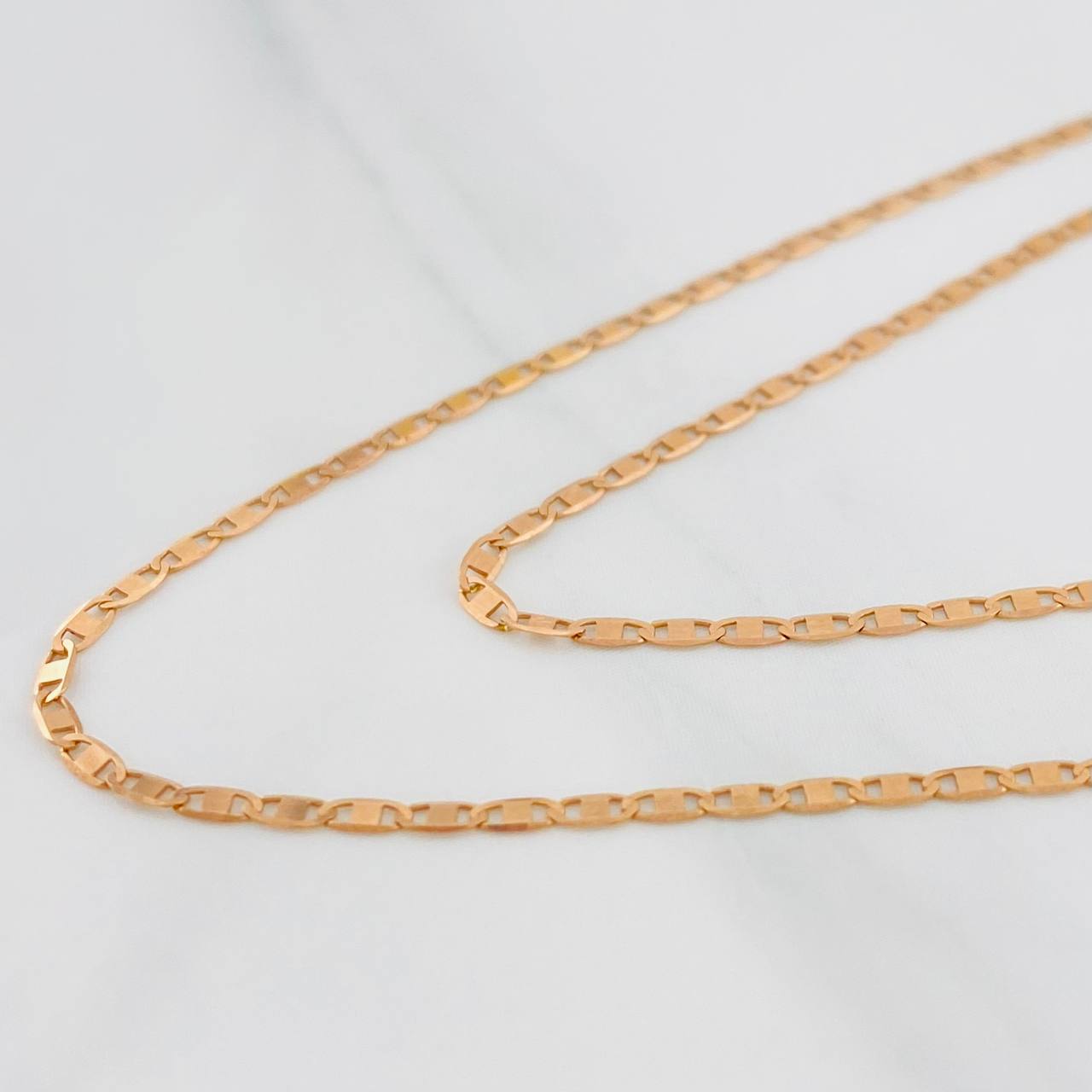 Cadena Escalera Plana 1.3g / 40cm / 1.39mm Oro Rosa 18K