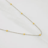 Cadena Aro Seguido Bolas 1.2g / 45cm / 0.79mm Dos Oros Amarillo Blanco 18K