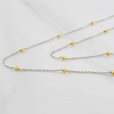 Cadena Aro Seguido Bolas 1.2g / 45cm / 0.79mm Dos Oros Amarillo Blanco 18K