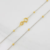 Cadena Aro Seguido Bolas 1.2g / 45cm / 0.79mm Dos Oros Amarillo Blanco 18K