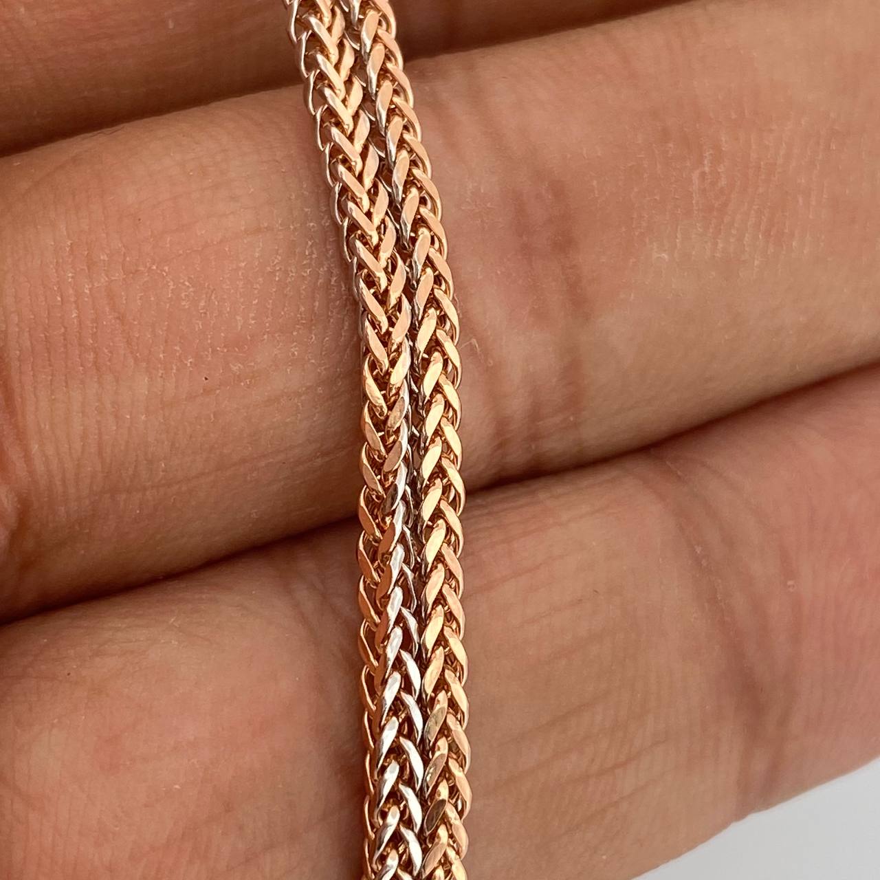 Cadena Franco 5.4gr / 60.1cm / 1.66mm Dos Oros Blanco Rosa +3 18K $