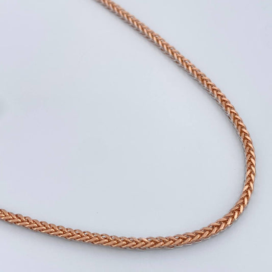 Cadena Franco 5.4gr / 60.1cm / 1.66mm Dos Oros Blanco Rosa +3 18K $